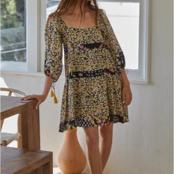 By together Floral Black and Yellow Dress - Picture 4 of 4